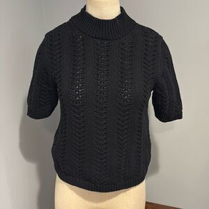 Gap Pointelle Short Sleeve Mockneck Sweater Size XS Petite